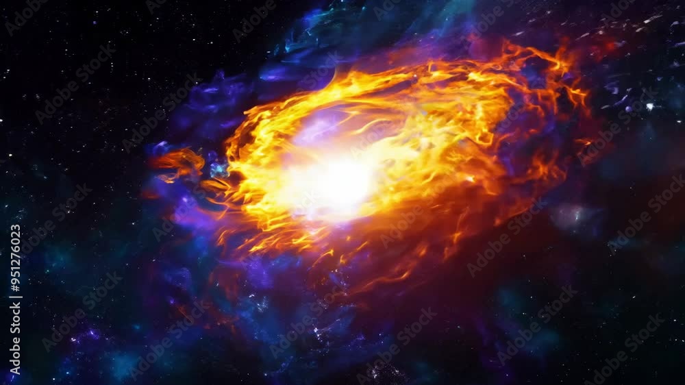 Aufkleber exploring the vibrant colors and dynamics of a galaxy with fiery forms and swirling cosmological bea