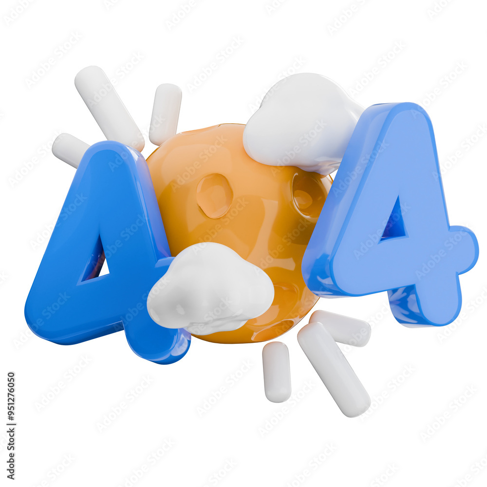 Poster 3d illustration of the error code 404. empty state isolated icon.