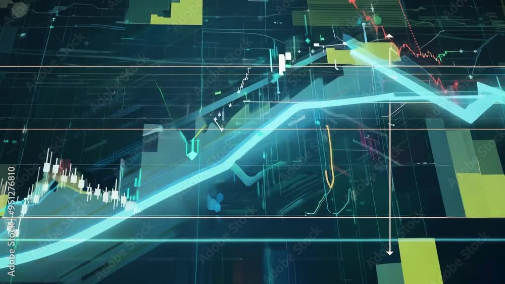 Aufkleber analyzing market trends and patterns in finance with dynamic graphical representations