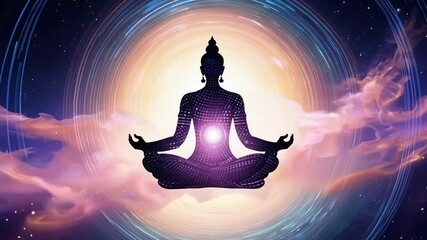 Discovering inner peace through meditation and mindfulness in a serene cosmic environment