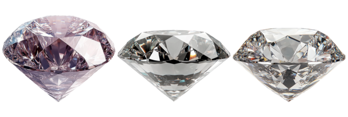 Brilliant cut diamonds isolated on transparent background