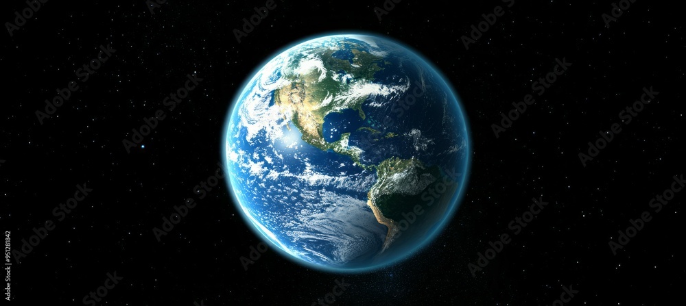 Aufkleber planet earth on black background. generative ai technology.