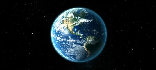 Fototapeta premium Planet earth on black background. Generative AI technology. 