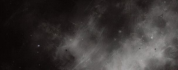 Suelo de hormig&oacute;n con humo o niebla en una habitaci&oacute;n oscura con foco. calle asfaltada, fondo negro	