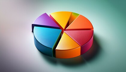 Obraz premium Vibrant pie chart representing market segmentation, displayed in a high-contrast, art-style collage