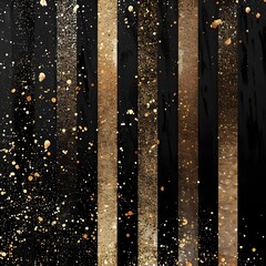 An abstract design with vertical black and gold glitter stripes, creating a luxurious and elegant visual appearance.