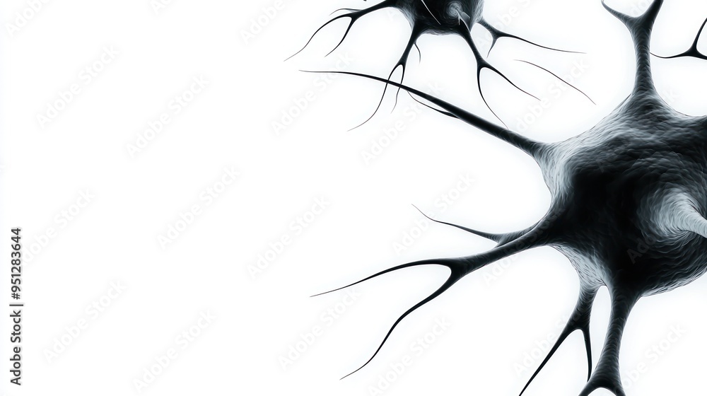 Poster illuminated abstract neurons - 3d render on white background [neuroscience] [high luminosity] [8k], 