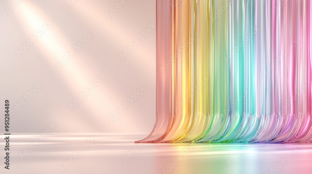 Poster brilliant white light spectrum prism - 3d render of optics with high luminosity on clean background 