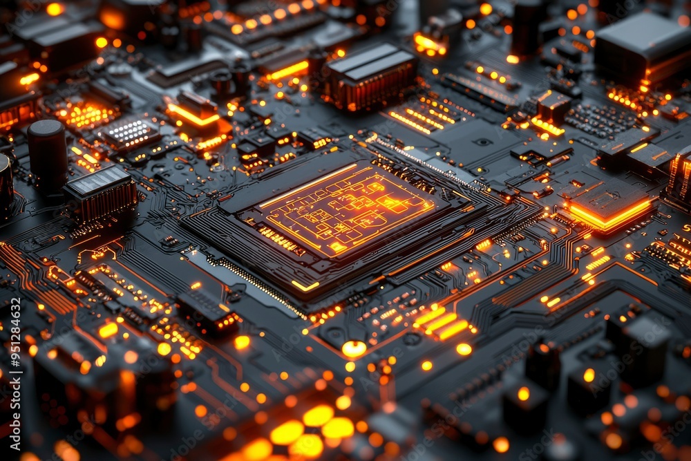 Poster illuminated circuit board with central processor