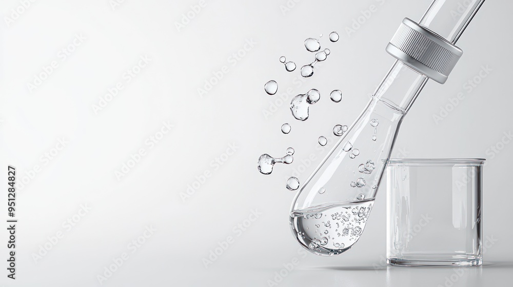 Poster glowing test tube in minimalist 3d render on white background - high luminosity laboratory concept i
