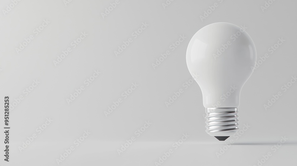 Aufkleber illuminating innovation - minimalist 3d render of floating white light bulb on clean background with