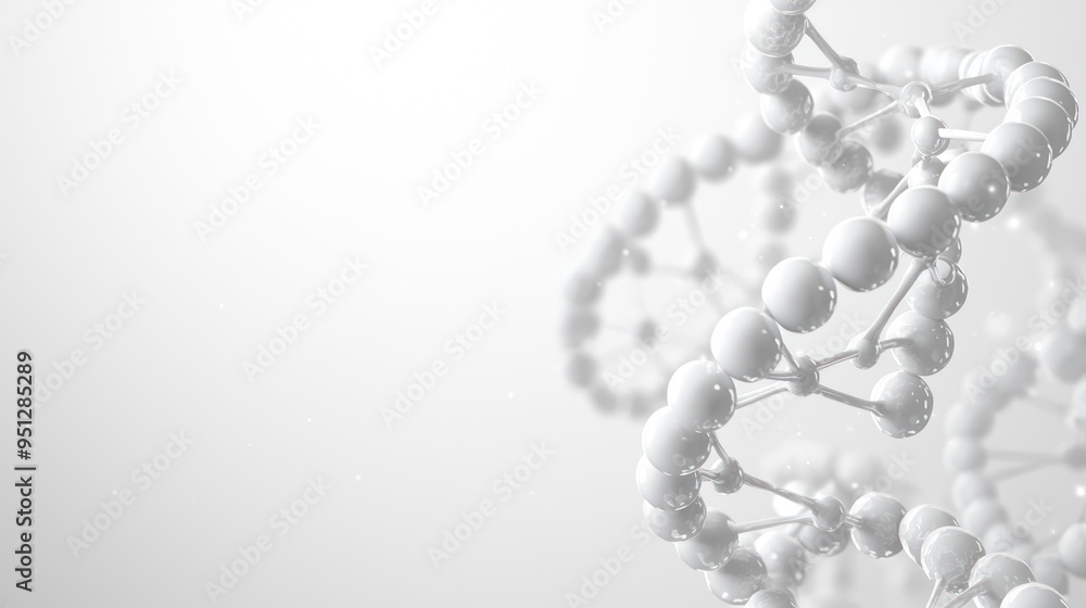Aufkleber illuminated dna strands floating in 3d space on white background - high resolution genetics conceptu
