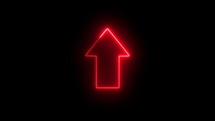Arrow-shaped neon sign. Neon arrow symbol icon. Directional sign arrow points to the up, Abstract directional neon arrow icon animation ,neon arrow loading animation 4k