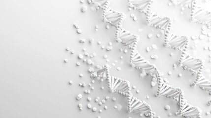 Illuminated DNA Strands on White Background - High Resolution 3D Render, Generate Ai