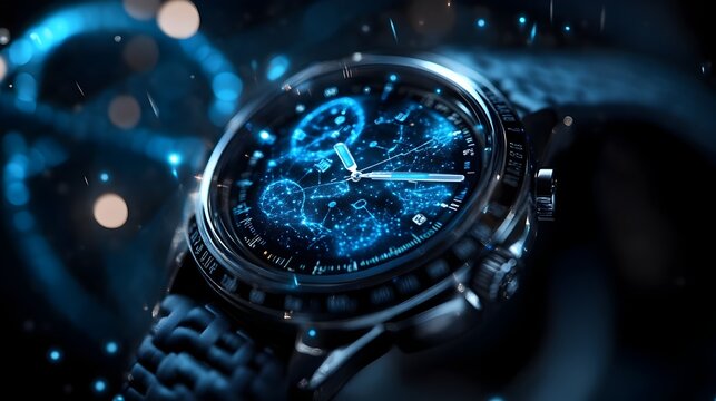 Futuristic Smart Watch Transforms into Miniature Hospital with Robotic Surgeons and Floating Health Data Screens