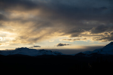 Sun setting Behind the Colorado Rocky Mountains