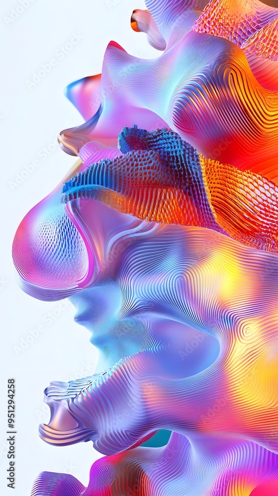 Poster captivating futuristic fractal pattern in vivid color palette for conceptual banner design