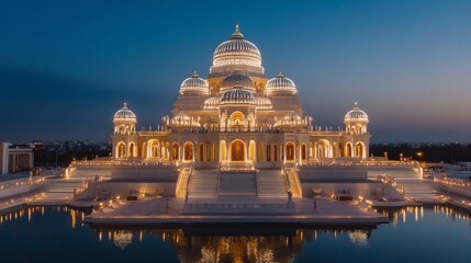 Night view of the newly inaugurated BAPS Hindu Mandir in Abu Dhabi