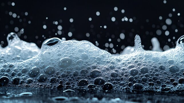 Close-up of soapy car with water droplets on dark background for text overlay