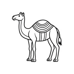 Camel Line Art Vector illustration. Camel Black Stroke Linear Icon vector