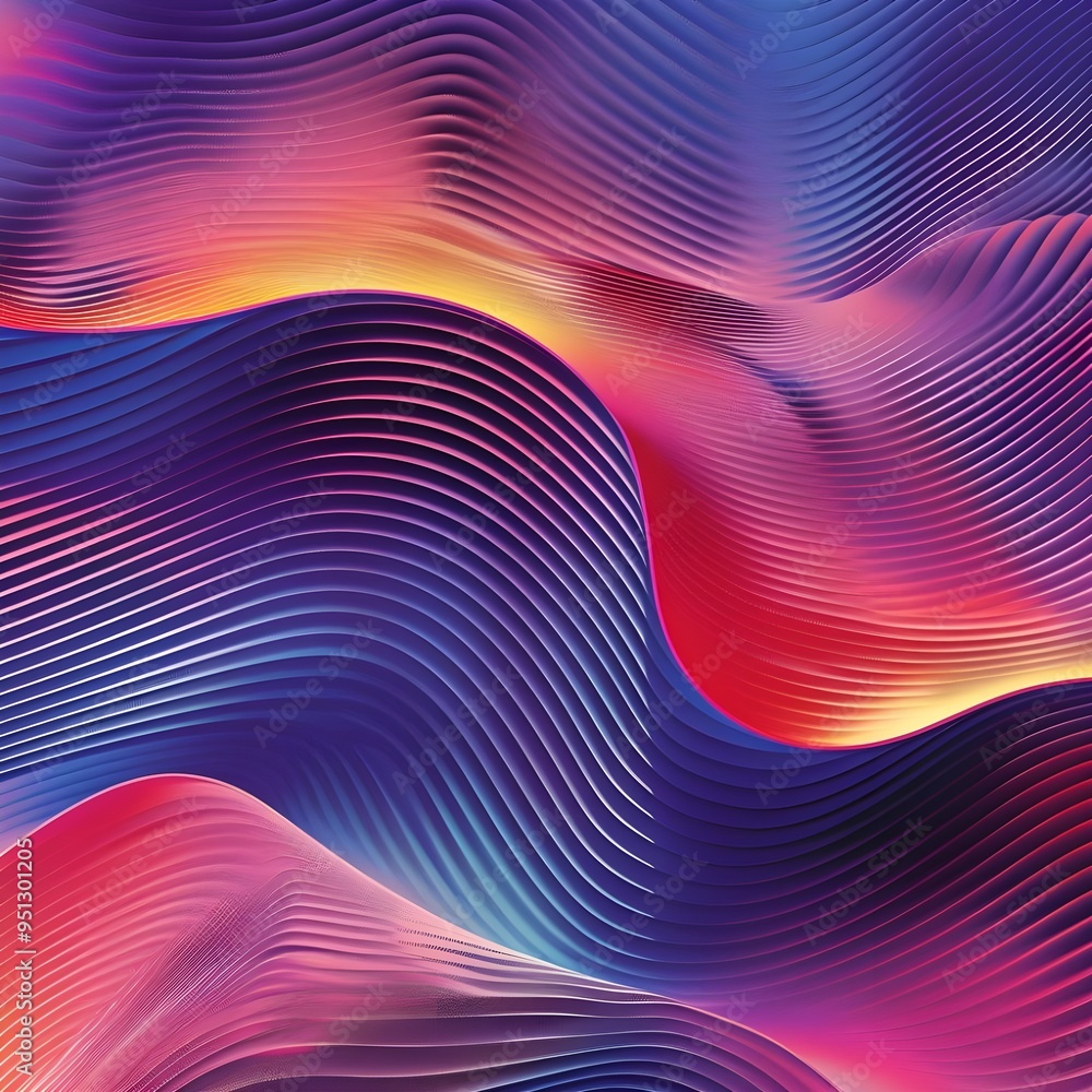 Poster abstract waves of colorful lines on a dark background