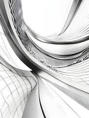 Dramatic Curves of Polished Stainless Steel Geometry in Minimalist Architectural Composition