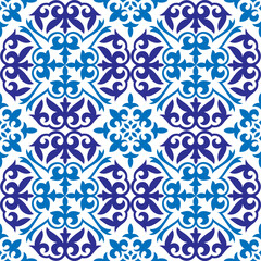 Vector seamless national ornament. Ethnic pattern of the nomadic peoples of the great steppe, Moroccan,Turk, Mongol, Kyrgyz, Buryat, Kalmyk, Kazakh. Design ceramic, azulejo tile, border