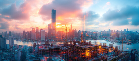 Fototapeta premium sunset over the river