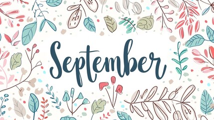September month handwritten text for monthly calendar logo bullet journal or monthly planner. Vector illustration for greeting.