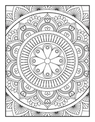 Ornamental mandala adult coloring book page. coloring full page mandala design. adult coloring page Vector coloring. Geometric floral pattern. Contour drawing on a white background. 