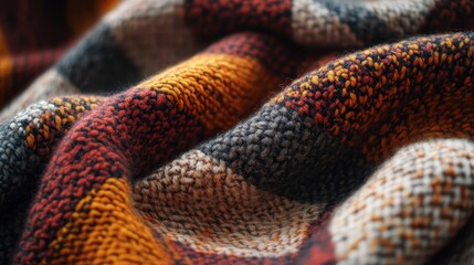 Cozy Autumn Knitted Fabric with Vibrant Colors