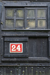  Old steam train locomotive door in Taiwan