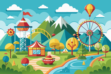 Nature Themed Amusement Park Vector Art