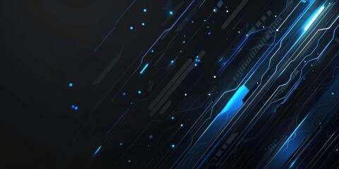Abstract Dark Blue and Grey Futuristic Design with Glowing Lines