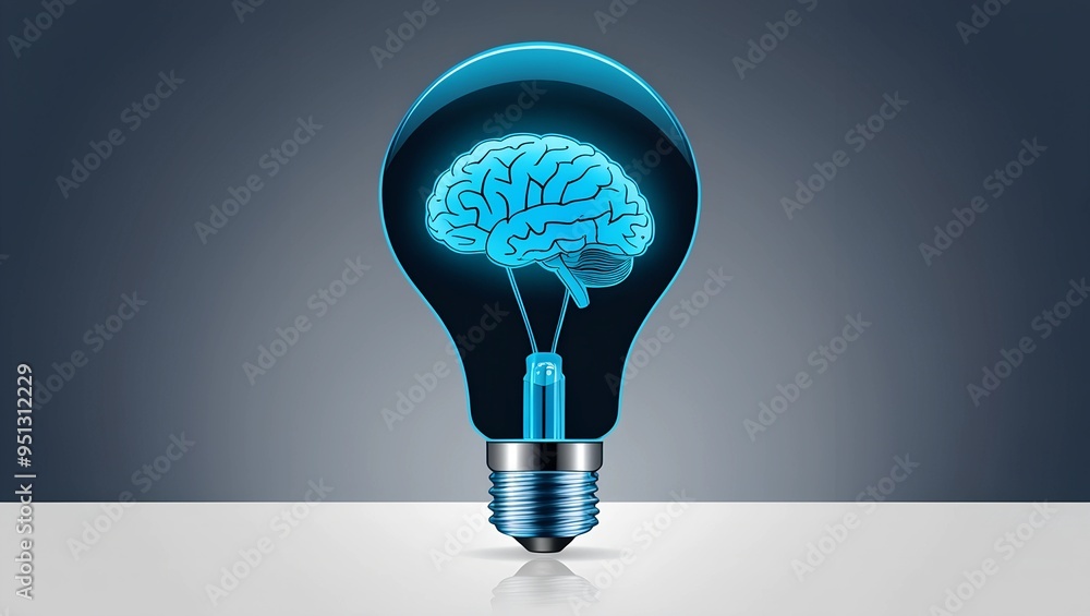 Poster a brain-lightbulb fusion representing innovative thinking and generative ai