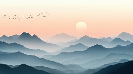 Obraz premium Twilight Serenity: Tranquil Mountain Peaks Poster Perfect for Inspiring Sports Interiors and Nature Lovers