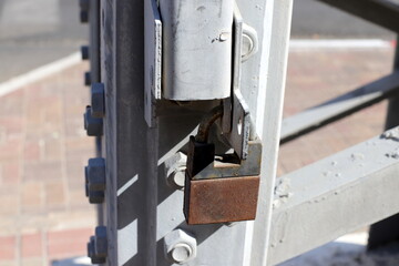 Old iron lock close up. Concept of safety and security.