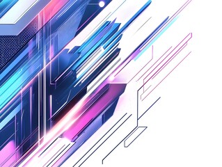 Futuristic Techno Conference Banner with Sleek Metallic Lines and Geometric Neon Accents