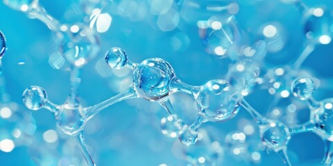 Abstract Water Molecule with Blue Background