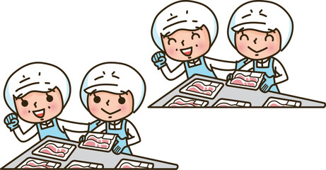 精肉コーナーのスタッフ