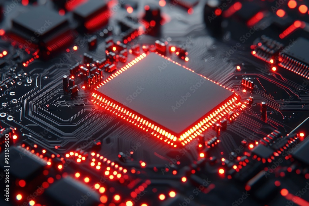 Poster illuminated central processing unit on a circuit board