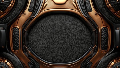 Black and Copper Textured Geometric Design with Circular Center