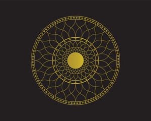mandala art design vector Ornamental mandala with golden color arabesque floral pattern islamic east style Volumetric mandala on a dark background with golden elements. Elegant background with gold lu