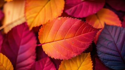 Fototapeta premium Autumn Leaf Texture Background, Red, Orange, Yellow