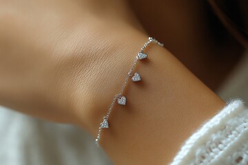 Close-Up of a Delicate Silver Bracelet on Wrist