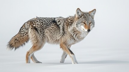 Obraz premium Coyote running through on white background