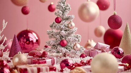 Merry Christmas and Happy New Year background with beautiful decorative ornament balls