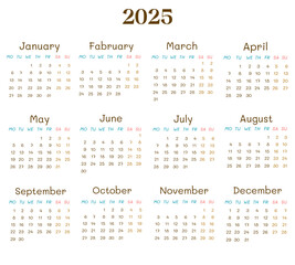 2025 Calendar
