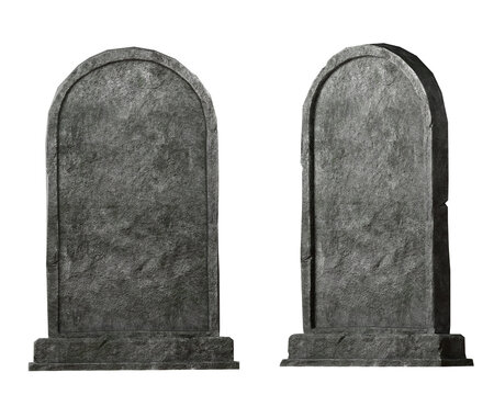Four old Gravestones 3D illustrations. isolated background.