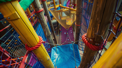Thrilling Adventure Playground with Obstacle Courses and Climbing Frames